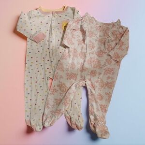 Little Me & Koala Baby Pink and White Kids Footies Sz 9M